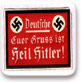 מדבקות ועליהן ססמאות תעמולה נאצית: "גרמני! ברכתנו היא הייל היטלר"