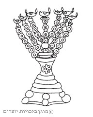 מנורה מצוירת מעל גומחת בית הכנסת בדורא אירופוס