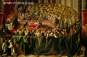 גליליי עומד למשפט בפני האינקוויזיציה, ציור שמן, איטליה, המאה השבע עשרה