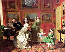 משפחה בורגנית בשעת פנאי, ציור שמן, אנגליה, המאה התשע עשרה