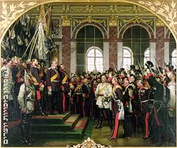הכתרת וילהלם מלך פרוסיה לקיסר הראשון של גרמניה המאוחדת, 18 בינואר 1871