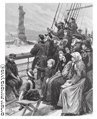 מהגרים יהודים מרוסיה בשערי ארצות הברית, תחריט, 1892