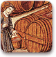 נזירים מייצרים יין במנזר, איור בתוך אות פתיחה בכתב יד מן המאה החמש עשרה, צרפת