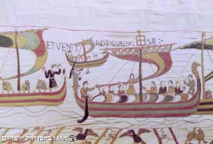 ויליאם הכובש וחייליו פולשים לאנגליה, מתוך שטיח בַּאיֶה, המאה האחת עשרה