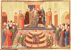 הכתרת המלך הנרי הרביעי, איור לכתב יד מן המאה החמש עשרה