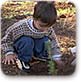 ילד שותל עץ ביער בן שמן
