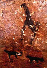 ציור של שתי כבשים וג'ירפה במערת סרקמה שבאתיופיה