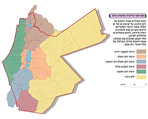 מפת אגני ההיקוות ופרשות המים בישראל ובירדן