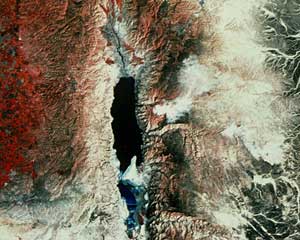 תמונת לוויין של אזור ים המלח