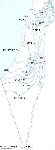 מפת המשקעים בישראל