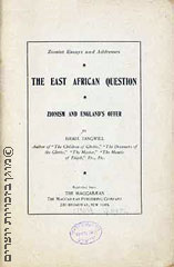 שער החוברת 'השאלה המזרח אפריקאית' (אנגלית, ניו-יורק, 1904?)