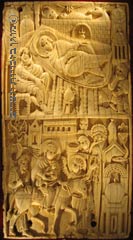 הולדת ישוע, פרט מתוך תבליט של כיסוי מזבח, שנהב, 1084